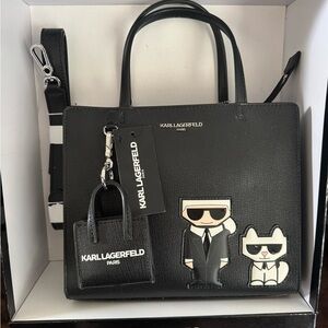 Karl Lagerfeld Black Briefcase with Iconic Design
